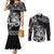 Personalised New Zealand Potae Pango Cricket Couples Matching Mermaid Dress and Long Sleeve Button Shirt Special Maori Hei Tiki Tribal Tattoo