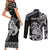 Personalised New Zealand Potae Pango Cricket Couples Matching Short Sleeve Bodycon Dress and Long Sleeve Button Shirt Special Maori Hei Tiki Tribal Tattoo