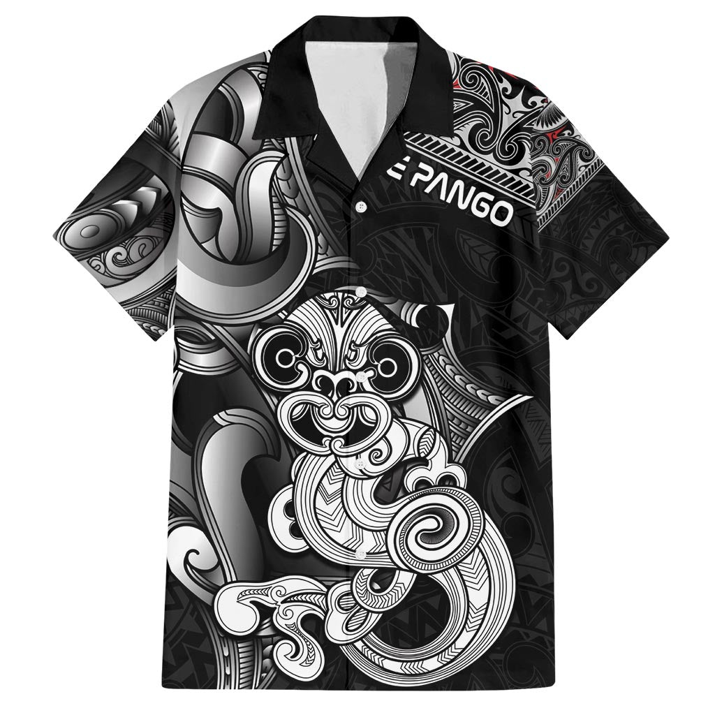 Personalised New Zealand Potae Pango Cricket Family Matching Long Sleeve Bodycon Dress and Hawaiian Shirt Special Maori Hei Tiki Tribal Tattoo LT9 Dad's Shirt - Short Sleeve Black - Polynesian Pride