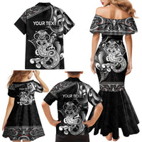 Personalised New Zealand Potae Pango Cricket Family Matching Mermaid Dress and Hawaiian Shirt Special Maori Hei Tiki Tribal Tattoo LT9 - Polynesian Pride