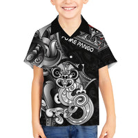 Personalised New Zealand Potae Pango Cricket Family Matching Short Sleeve Bodycon Dress and Hawaiian Shirt Special Maori Hei Tiki Tribal Tattoo LT9 Son's Shirt Black - Polynesian Pride