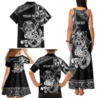Personalised New Zealand Potae Pango Cricket Family Matching Tank Maxi Dress and Hawaiian Shirt Special Maori Hei Tiki Tribal Tattoo