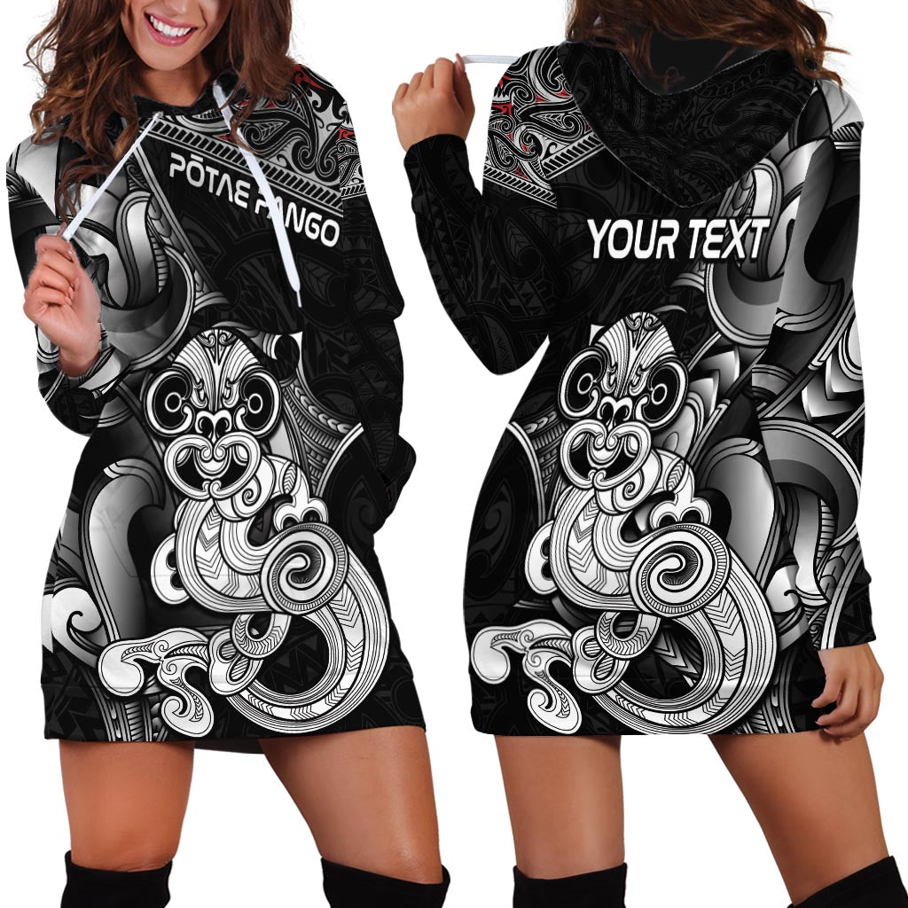Personalised New Zealand Potae Pango Cricket Hoodie Dress Special Maori Hei Tiki Tribal Tattoo LT9 - Polynesian Pride