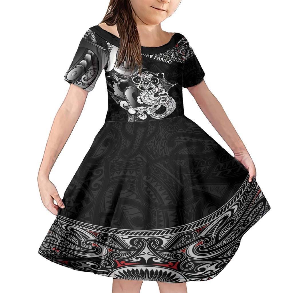 Personalised New Zealand Potae Pango Cricket Kid Short Sleeve Dress Special Maori Hei Tiki Tribal Tattoo LT9 KID Black - Polynesian Pride