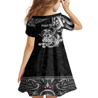 Personalised New Zealand Potae Pango Cricket Kid Short Sleeve Dress Special Maori Hei Tiki Tribal Tattoo LT9 - Polynesian Pride