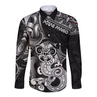 Personalised New Zealand Potae Pango Cricket Long Sleeve Button Shirt Special Maori Hei Tiki Tribal Tattoo