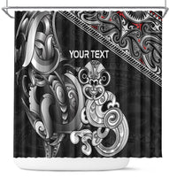 Personalised New Zealand Potae Pango Cricket Shower Curtain Special Maori Hei Tiki Tribal Tattoo