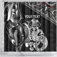 Personalised New Zealand Potae Pango Cricket Shower Curtain Special Maori Hei Tiki Tribal Tattoo