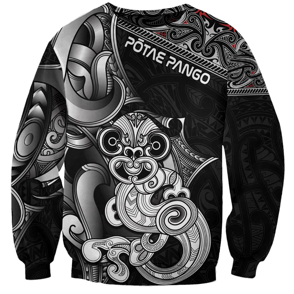 Personalised New Zealand Potae Pango Cricket Sweatshirt Special Maori Hei Tiki Tribal Tattoo