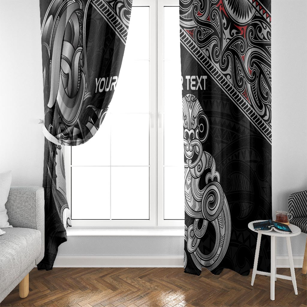 Personalised New Zealand Potae Pango Cricket Window Curtain Special Maori Hei Tiki Tribal Tattoo