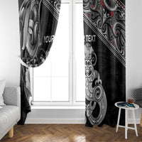 Personalised New Zealand Potae Pango Cricket Window Curtain Special Maori Hei Tiki Tribal Tattoo