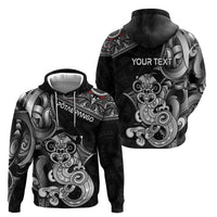 Personalised New Zealand Potae Pango Cricket Zip Hoodie Special Maori Hei Tiki Tribal Tattoo LT9 - Polynesian Pride