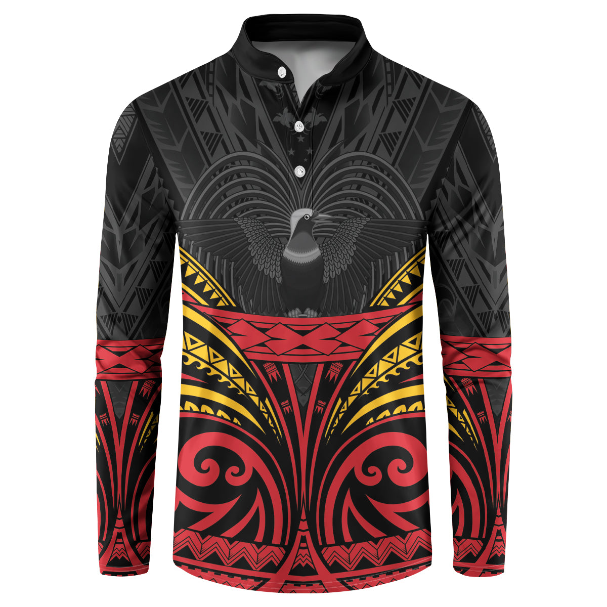 Custom Papua New Guinea Cricket Button Sweatshirt PNG Emblem Mix Polyneisan Pattern