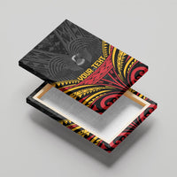 Custom Papua New Guinea Cricket Canvas Wall Art PNG Emblem Mix Polyneisan Pattern
