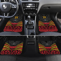 Custom Papua New Guinea Cricket Car Mats PNG Emblem Mix Polyneisan Pattern