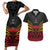 Custom Papua New Guinea Cricket Couples Matching Short Sleeve Bodycon Dress and Hawaiian Shirt PNG Emblem Mix Polyneisan Pattern