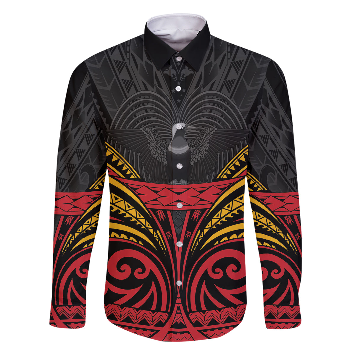 Custom Papua New Guinea Cricket Family Matching Off The Shoulder Long Sleeve Dress and Hawaiian Shirt PNG Emblem Mix Polyneisan Pattern