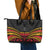 Custom Papua New Guinea Cricket Leather Tote Bag PNG Emblem Mix Polyneisan Pattern