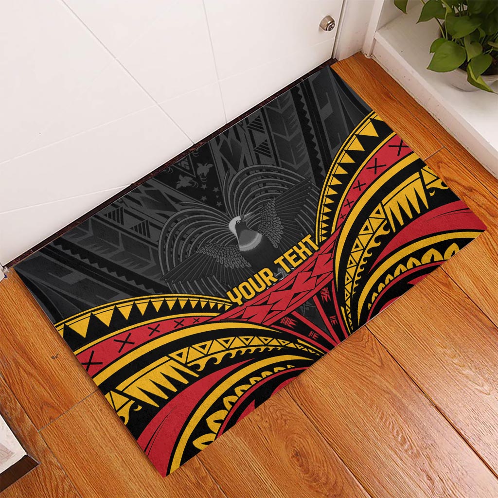 Custom Papua New Guinea Cricket Rubber Doormat PNG Emblem Mix Polyneisan Pattern