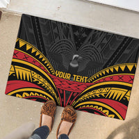 Custom Papua New Guinea Cricket Rubber Doormat PNG Emblem Mix Polyneisan Pattern