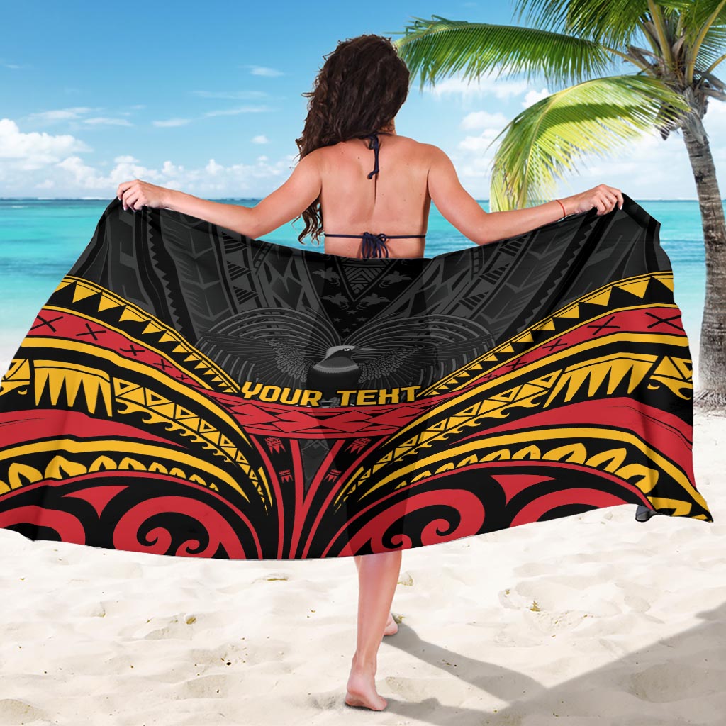 Custom Papua New Guinea Cricket Sarong PNG Emblem Mix Polyneisan Pattern