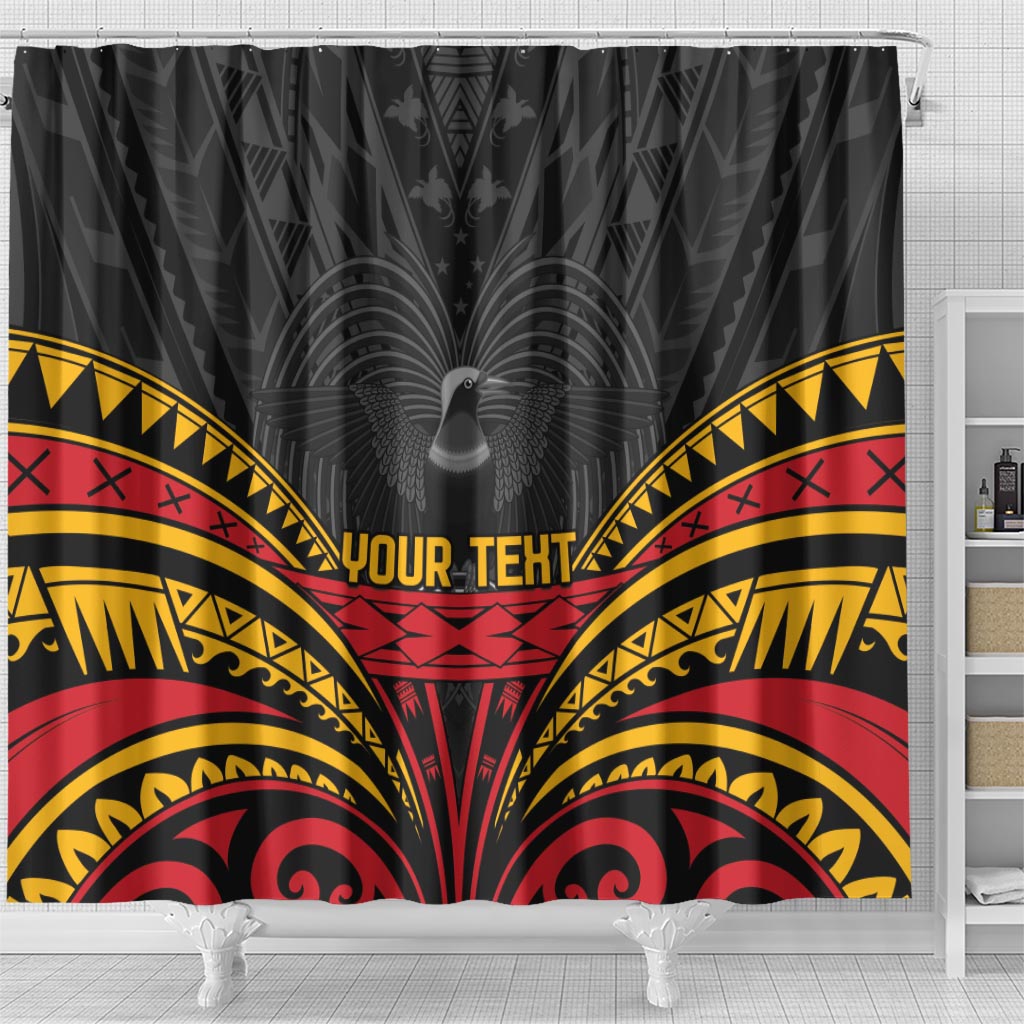 Custom Papua New Guinea Cricket Shower Curtain PNG Emblem Mix Polyneisan Pattern