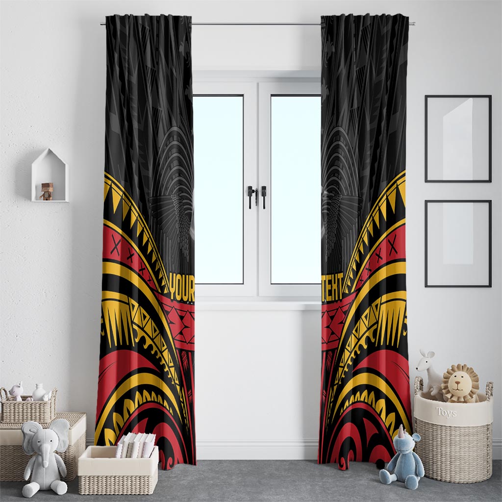 Custom Papua New Guinea Cricket Window Curtain PNG Emblem Mix Polyneisan Pattern
