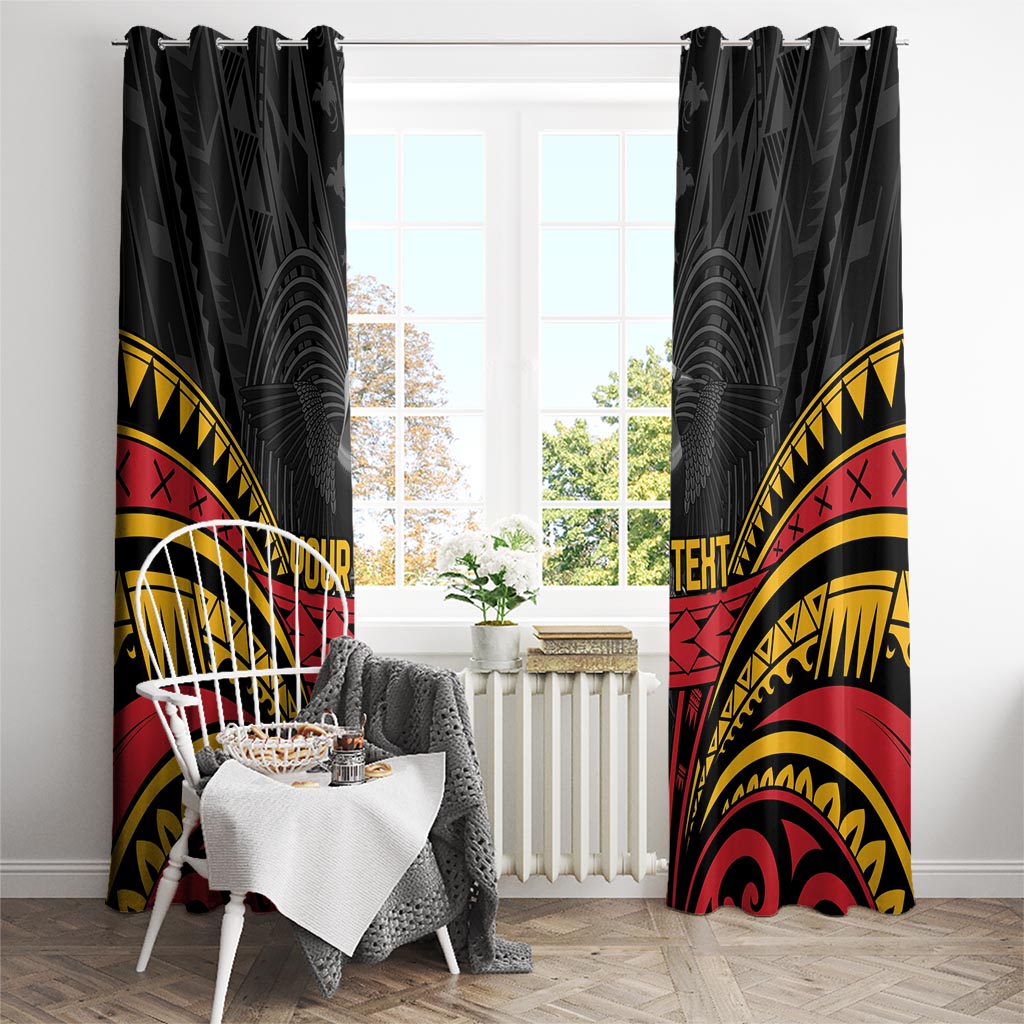 Custom Papua New Guinea Cricket Window Curtain PNG Emblem Mix Polyneisan Pattern