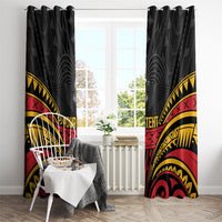 Custom Papua New Guinea Cricket Window Curtain PNG Emblem Mix Polyneisan Pattern