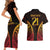 Custom Papua New Guinea Cricket Couples Matching Short Sleeve Bodycon Dress and Hawaiian Shirt Go Barramundis