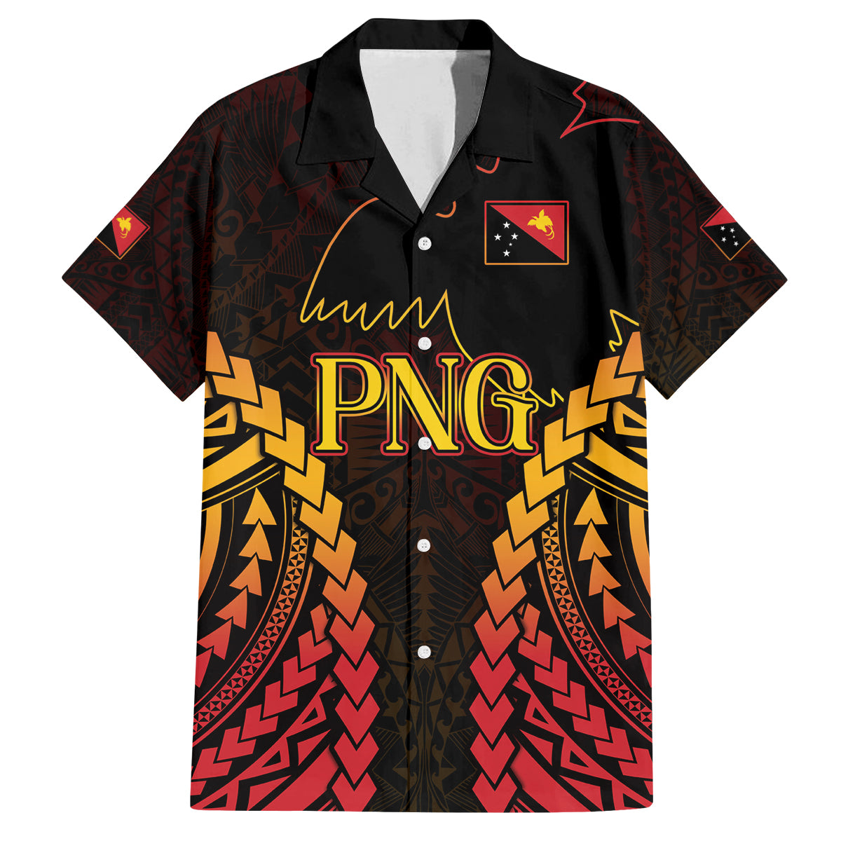Custom Papua New Guinea Cricket Family Matching Puletasi and Hawaiian Shirt Go Barramundis LT9 Dad's Shirt - Short Sleeve Black - Polynesian Pride