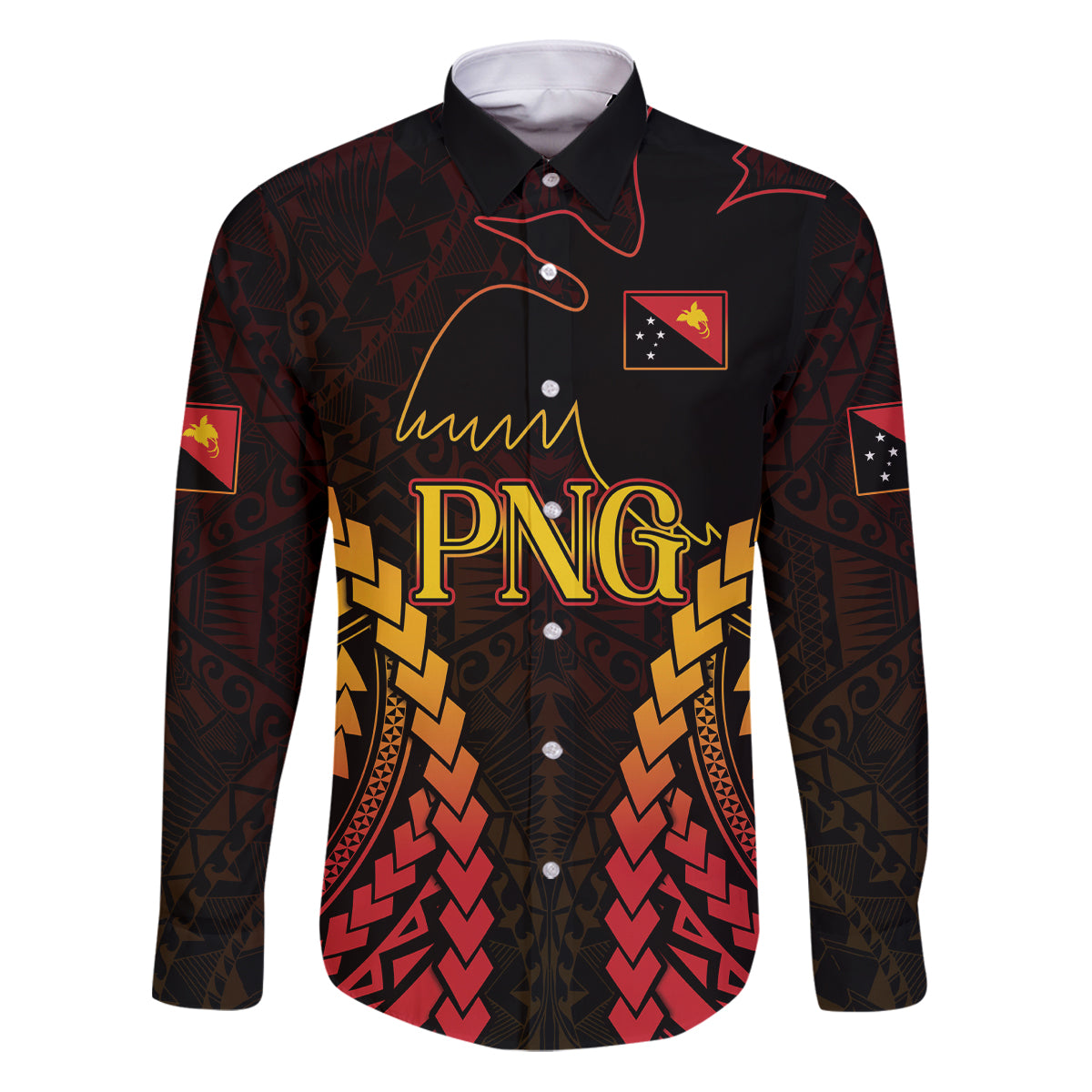 Custom Papua New Guinea Cricket Family Matching Puletasi and Hawaiian Shirt Go Barramundis LT9 Dad's Shirt - Long Sleeve Black - Polynesian Pride