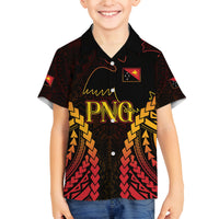 Custom Papua New Guinea Cricket Family Matching Puletasi and Hawaiian Shirt Go Barramundis LT9 Son's Shirt Black - Polynesian Pride
