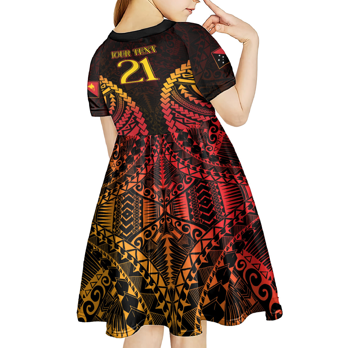 Custom Papua New Guinea Cricket Kid Short Sleeve Dress Go Barramundis