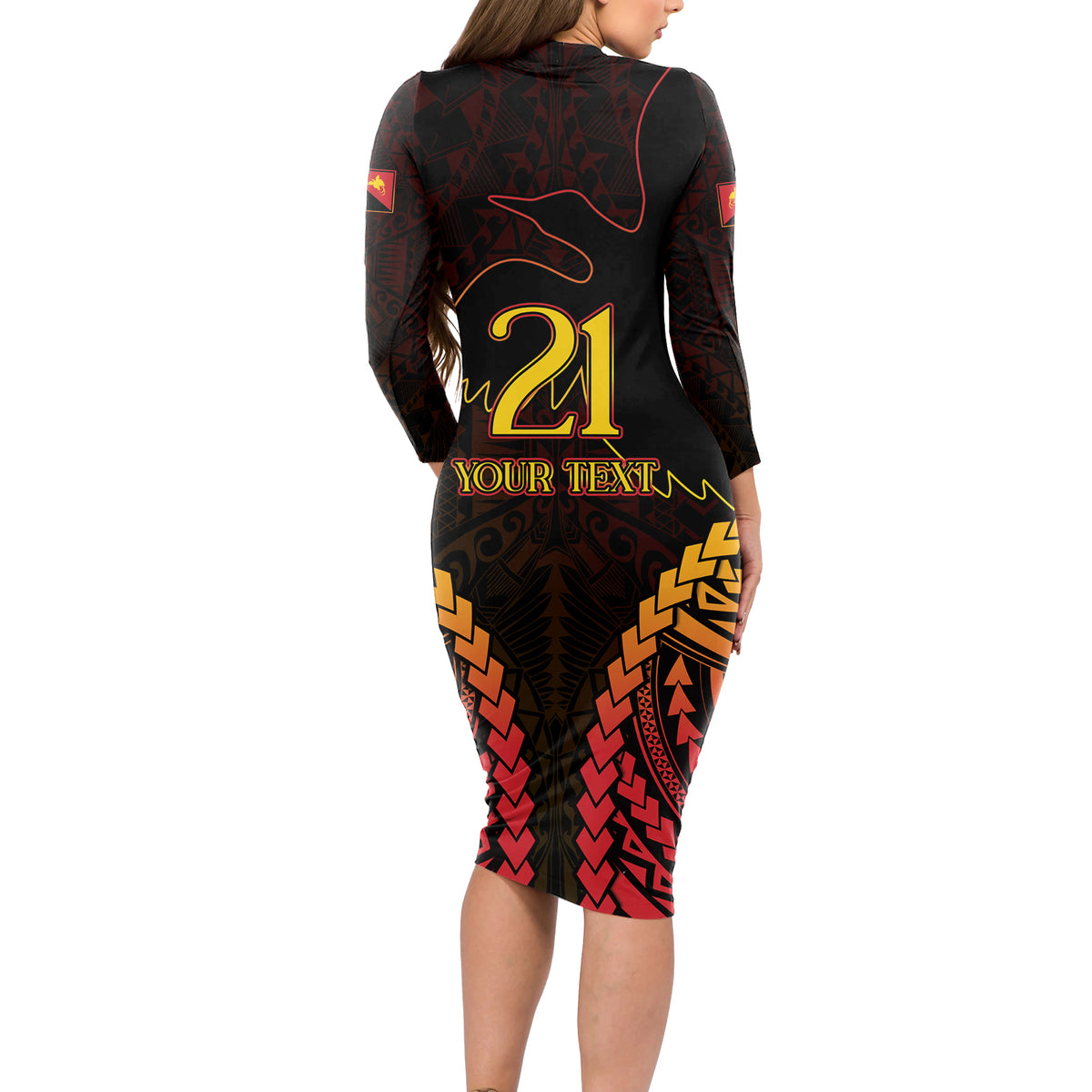 Custom Papua New Guinea Cricket Long Sleeve Bodycon Dress Go Barramundis