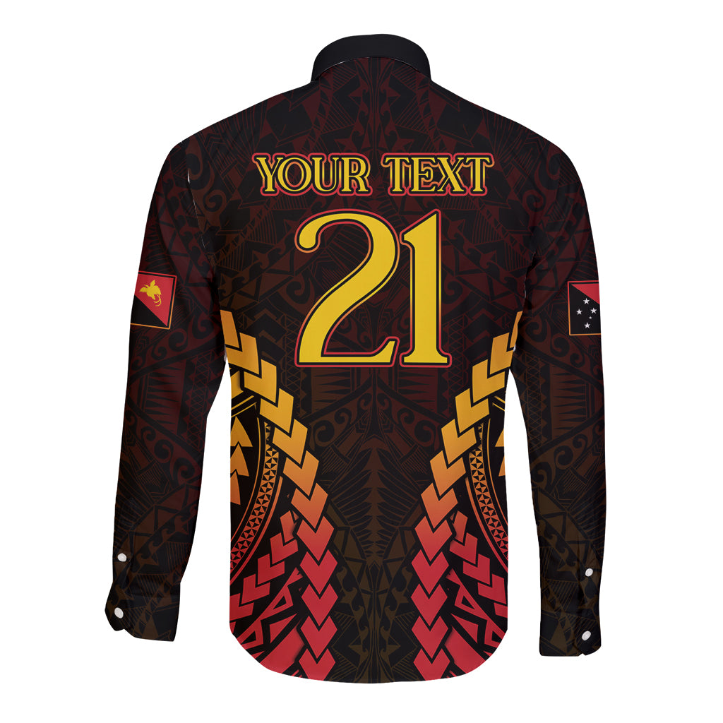 Custom Papua New Guinea Cricket Long Sleeve Button Shirt Go Barramundis