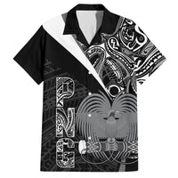 Custom Papua New Guinea Cricket Family Matching Puletasi and Hawaiian Shirt Tribal Bird of Paradise Tattoo LT9 Dad's Shirt - Short Sleeve Black - Polynesian Pride
