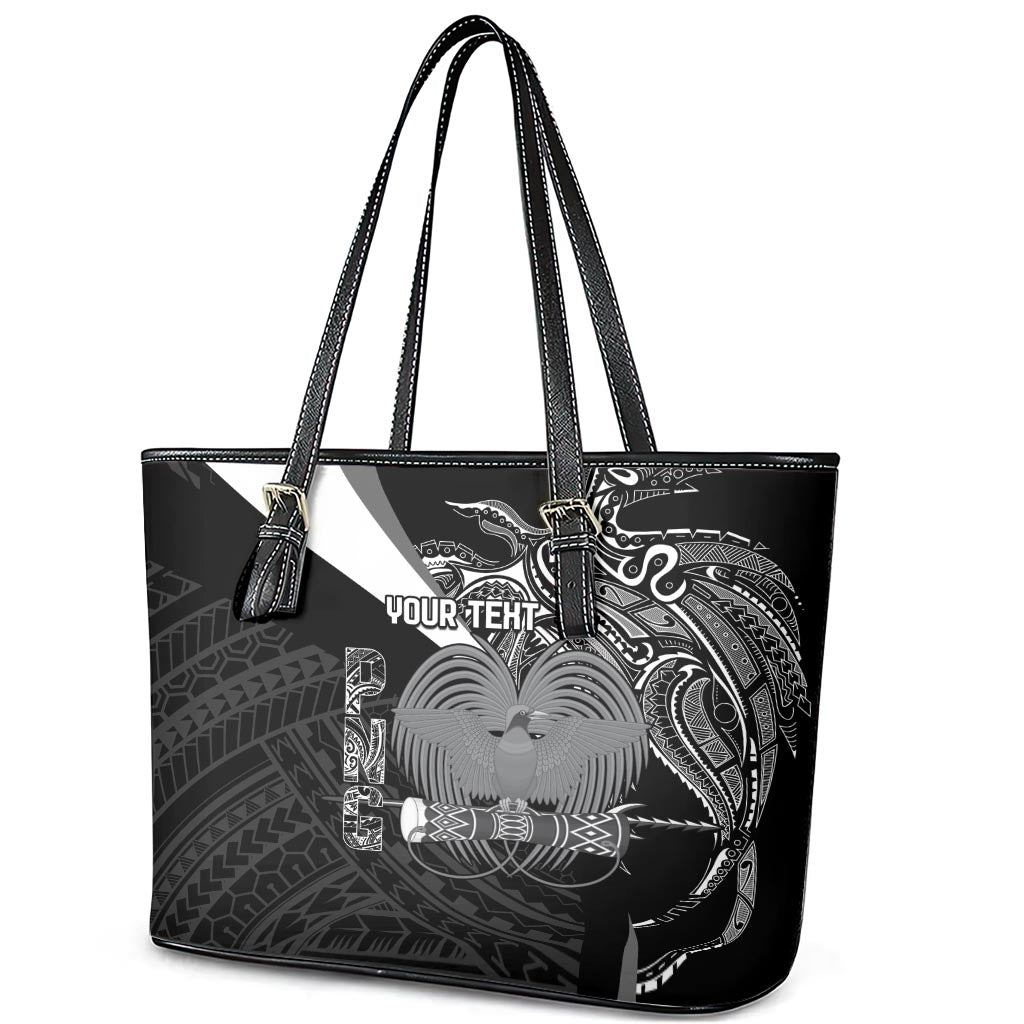 Custom Papua New Guinea Cricket Leather Tote Bag Tribal Bird of Paradise Tattoo