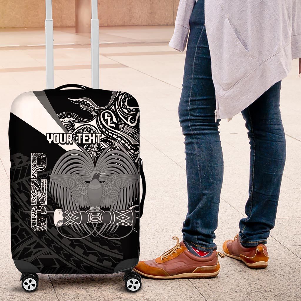 Custom Papua New Guinea Cricket Luggage Cover Tribal Bird of Paradise Tattoo LT9 Black - Polynesian Pride