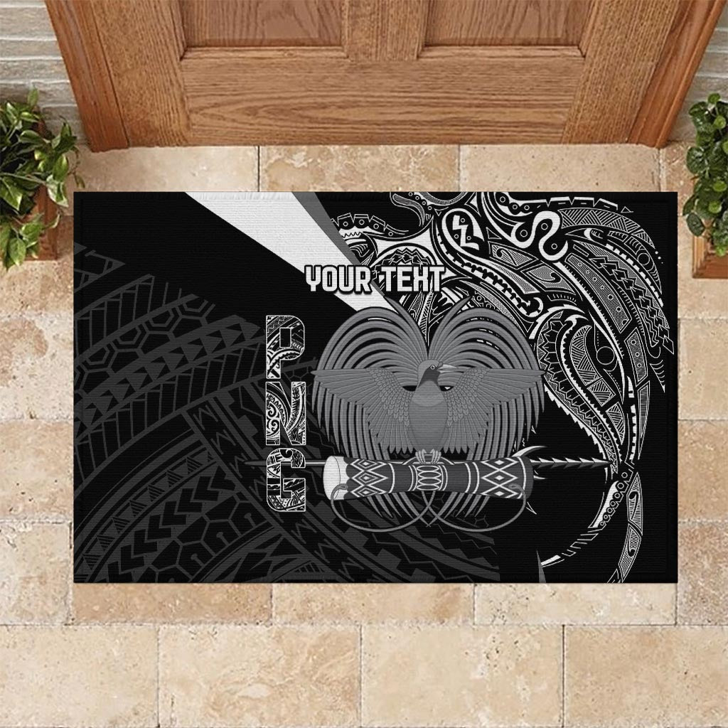 Custom Papua New Guinea Cricket Rubber Doormat Tribal Bird of Paradise Tattoo