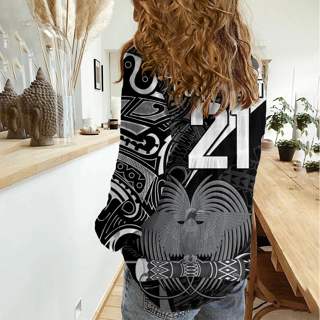 Custom Papua New Guinea Cricket Women Casual Shirt Tribal Bird of Paradise Tattoo LT9 - Polynesian Pride