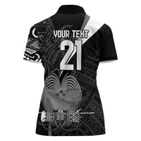 Custom Papua New Guinea Cricket Women Polo Shirt Tribal Bird of Paradise Tattoo