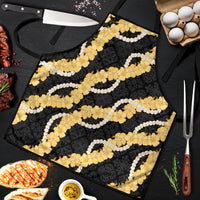 Aloha Melemele Hibiscus Pikake Lei Apron Hawaiian Quilt Pattern LT9 Black - Polynesian Pride