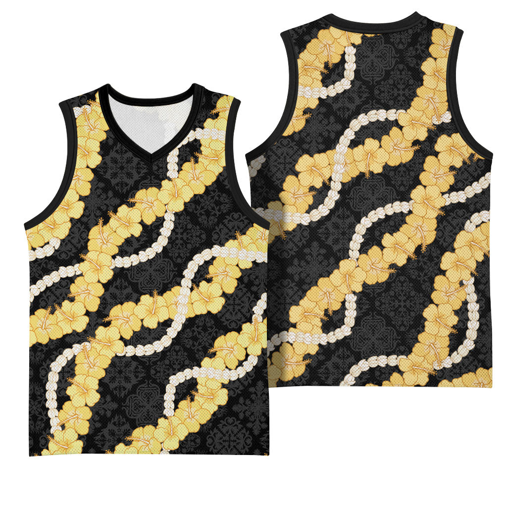 Aloha Melemele Hibiscus Pikake Lei Basketball Jersey Hawaiian Quilt Pattern LT9 - Polynesian Pride
