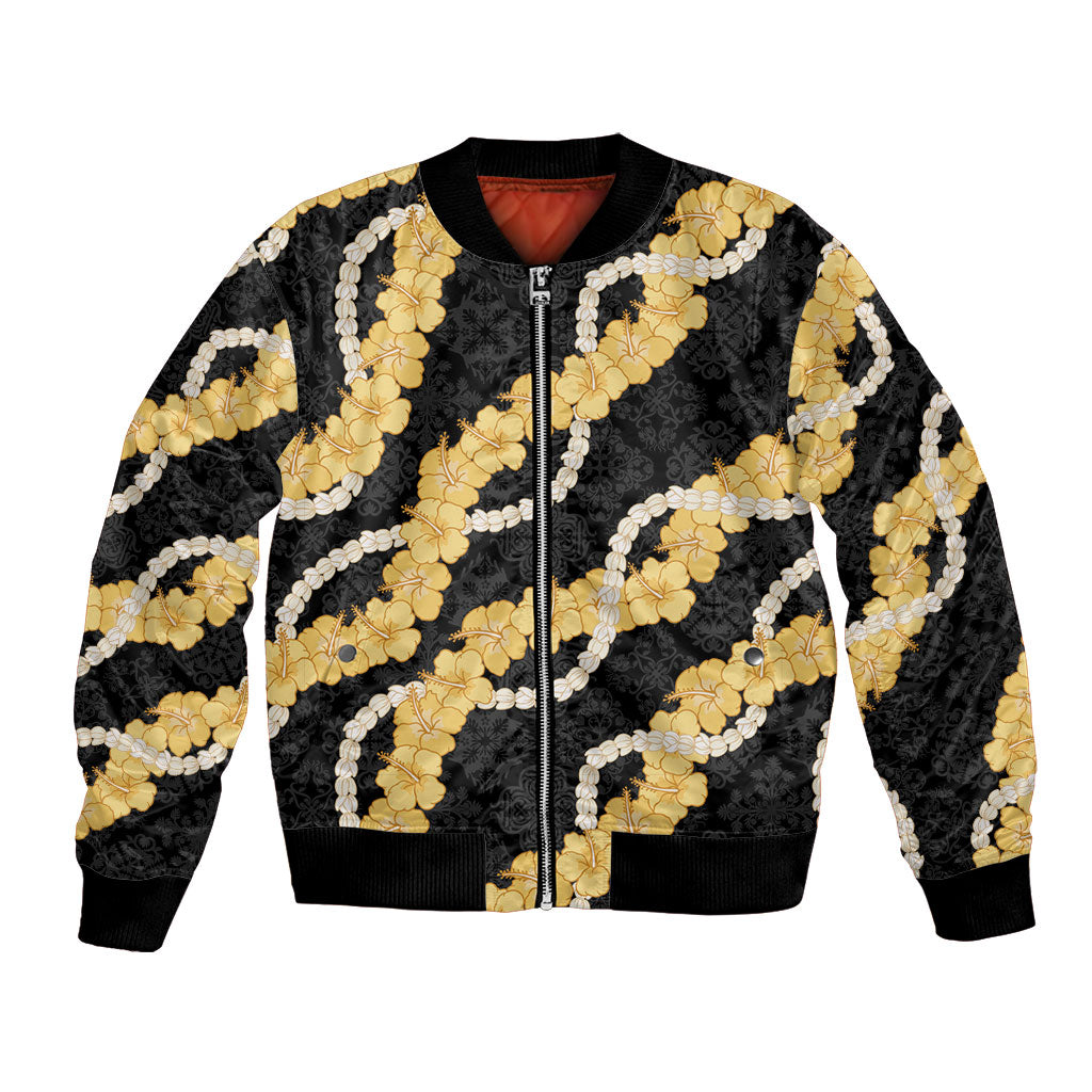 Aloha Melemele Hibiscus Pikake Lei Bomber Jacket Hawaiian Quilt Pattern