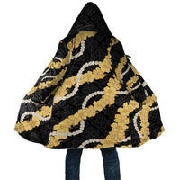 Aloha Melemele Hibiscus Pikake Lei Cloak Hawaiian Quilt Pattern LT9 Unisex Black - Polynesian Pride