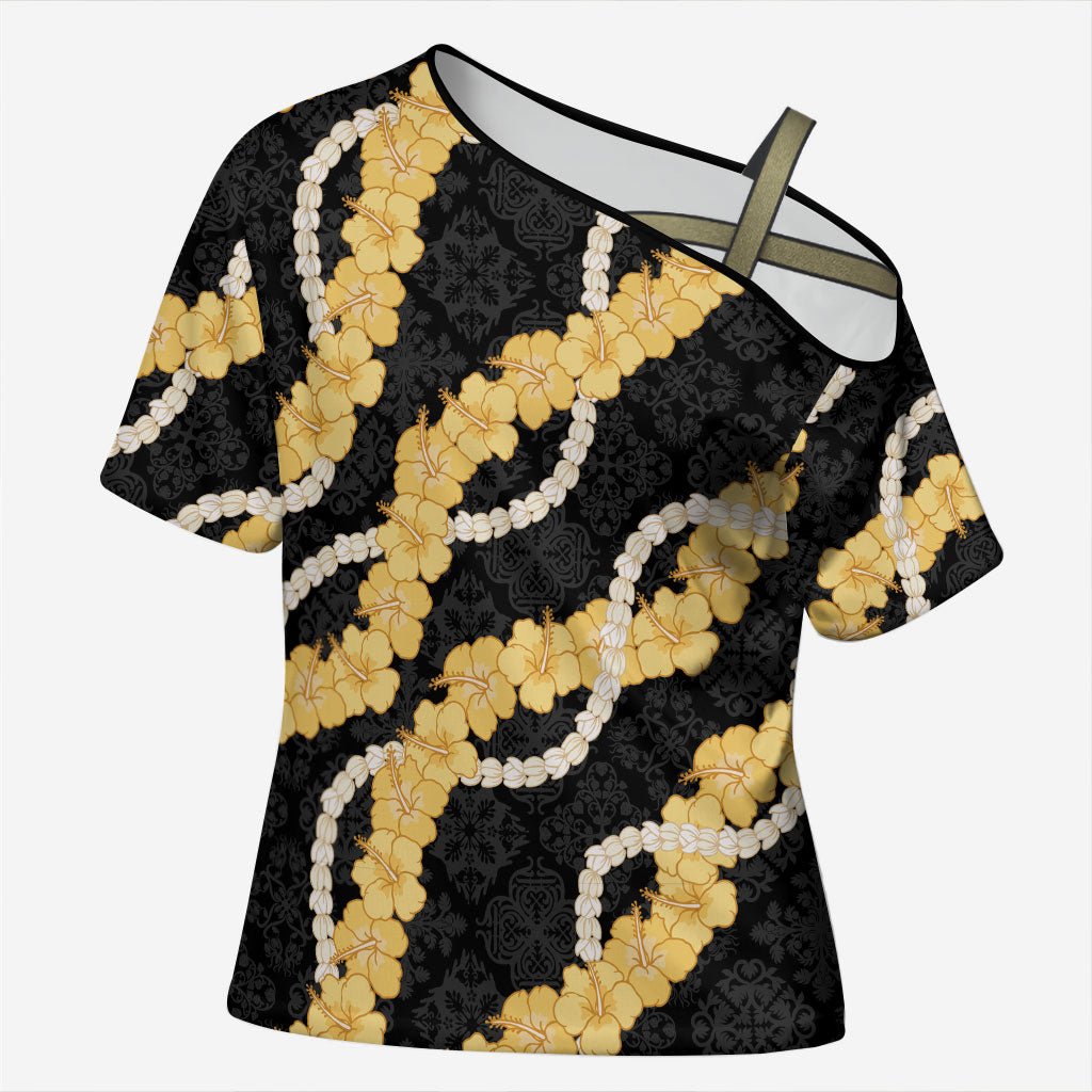 Aloha Melemele Hibiscus Pikake Lei Cross Shoulder Shirt Hawaiian Quilt Pattern