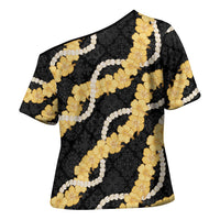 Aloha Melemele Hibiscus Pikake Lei Cross Shoulder Shirt Hawaiian Quilt Pattern LT9 - Polynesian Pride
