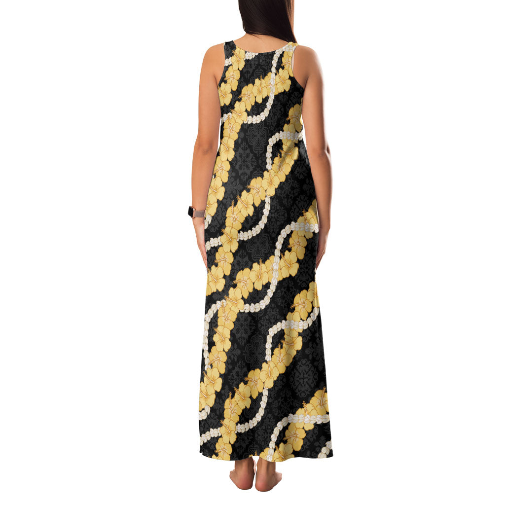 Aloha Melemele Hibiscus Pikake Lei Family Matching Tank Maxi Dress and Hawaiian Shirt Hawaiian Quilt Pattern LT9 - Polynesian Pride