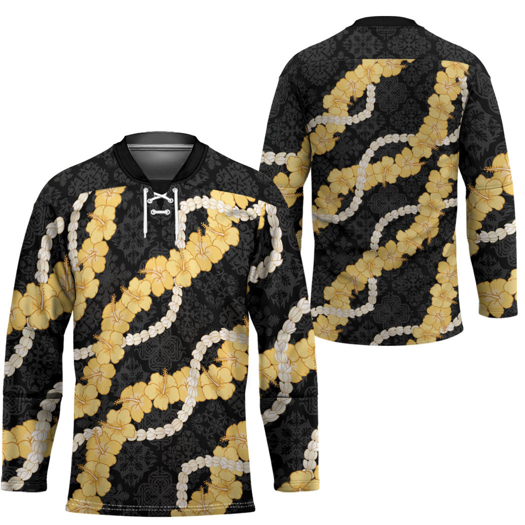 Aloha Melemele Hibiscus Pikake Lei Hockey Jersey Hawaiian Quilt Pattern LT9 - Polynesian Pride